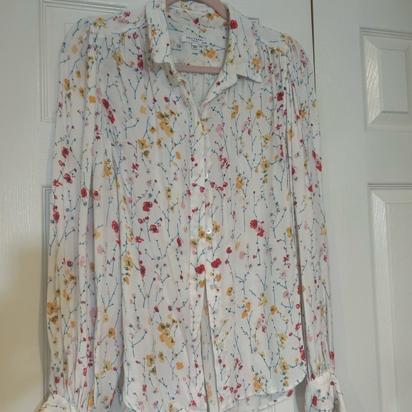 Equipment Tops - Equipment Floral Blouse - White, Red, Yellow